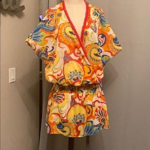 Women’s bright patterned blouse from INC size 14